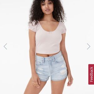 Aeropostale Puff Sleeve Crop Top